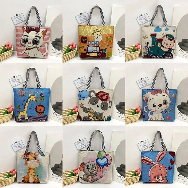 Unisex Vintage Style Portrait Animal Canvas Shopping Bags