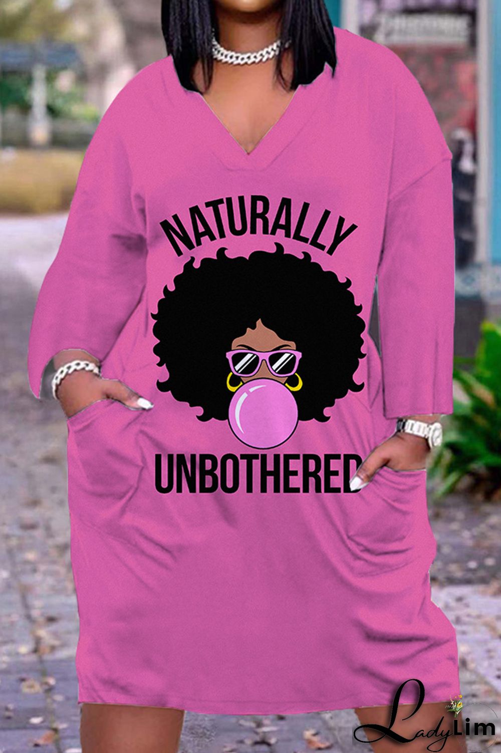 Black Yellow Fashion Casual Print Patchwork V Neck Long Sleeve Dresses