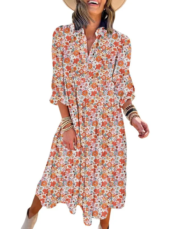 Women's Casual Bohemian Floral Dress 