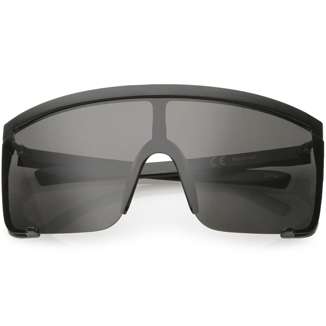 Oversize Semi Rimless Shield glasses Color Tinted Mono Lens 81mm