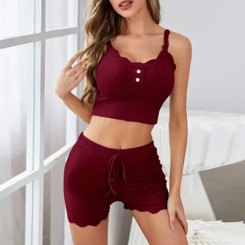 Churchf Casual Pajamas Female Lace Slings Shorts Sexy Babes Fast Fashion Lady Homewear