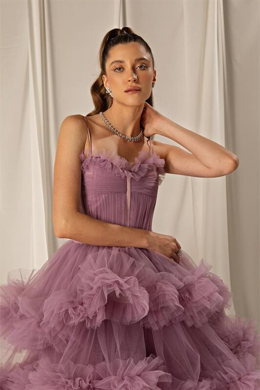 Spaghetti-Straps Shine Mermaid Layers Prom Dress Online | Ballbellas Ballbellas
