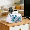 Blue Flowers Butterfly DIY PULeather Diamond Painting Tissue Box for Adults Beginners Gem Art Painting Napkin Holder for Living Room Bedroom Bathroom Table Decor