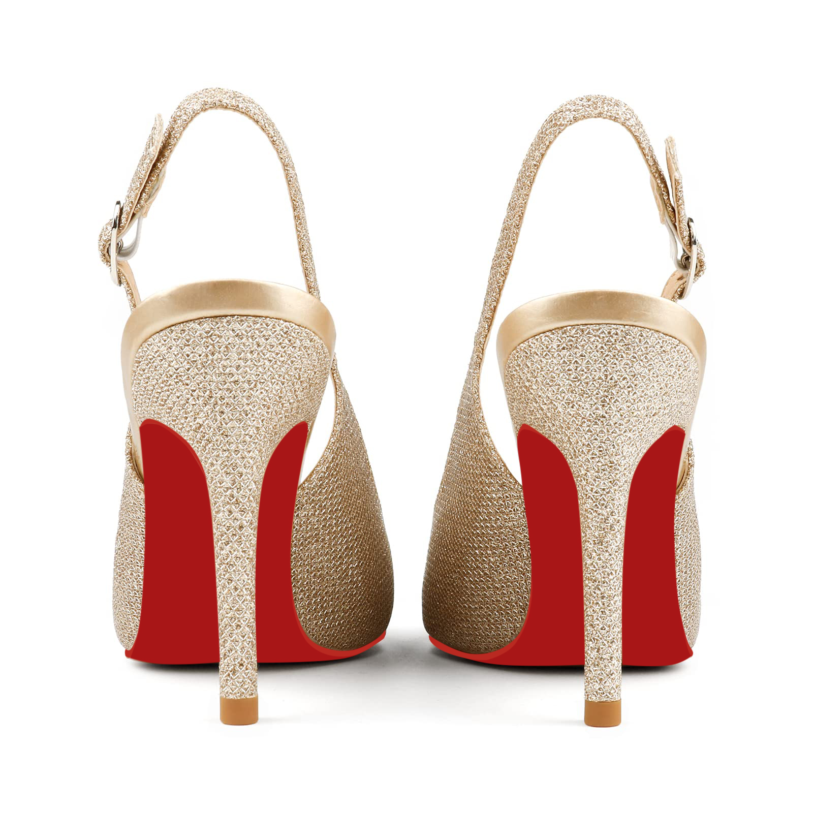 90mm Women's Mid Heels Red Bottoms Glitter Slingback Pumps  Daily Pointed Toe Party Wedding Sandals-MERUMOTE