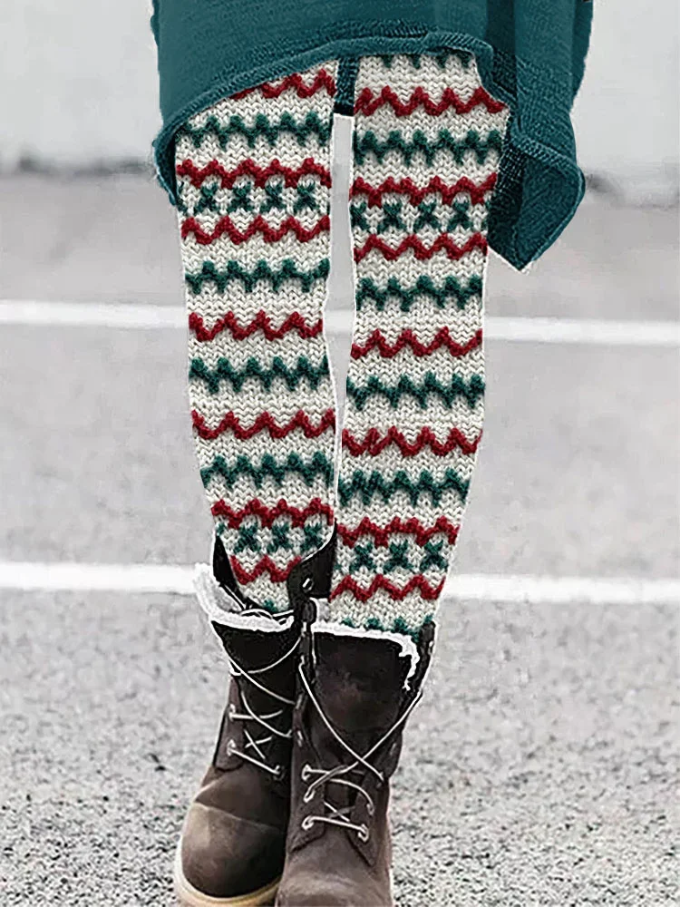 Christmas Knitted Art Casual Comfortable Leggings