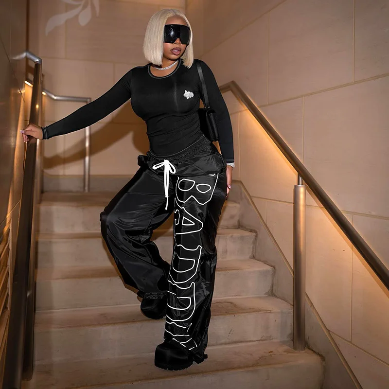 Uveng Uveng New Women's Fashion Trendy High Street Trend Hhop Style Letter With Loose Casual Pants