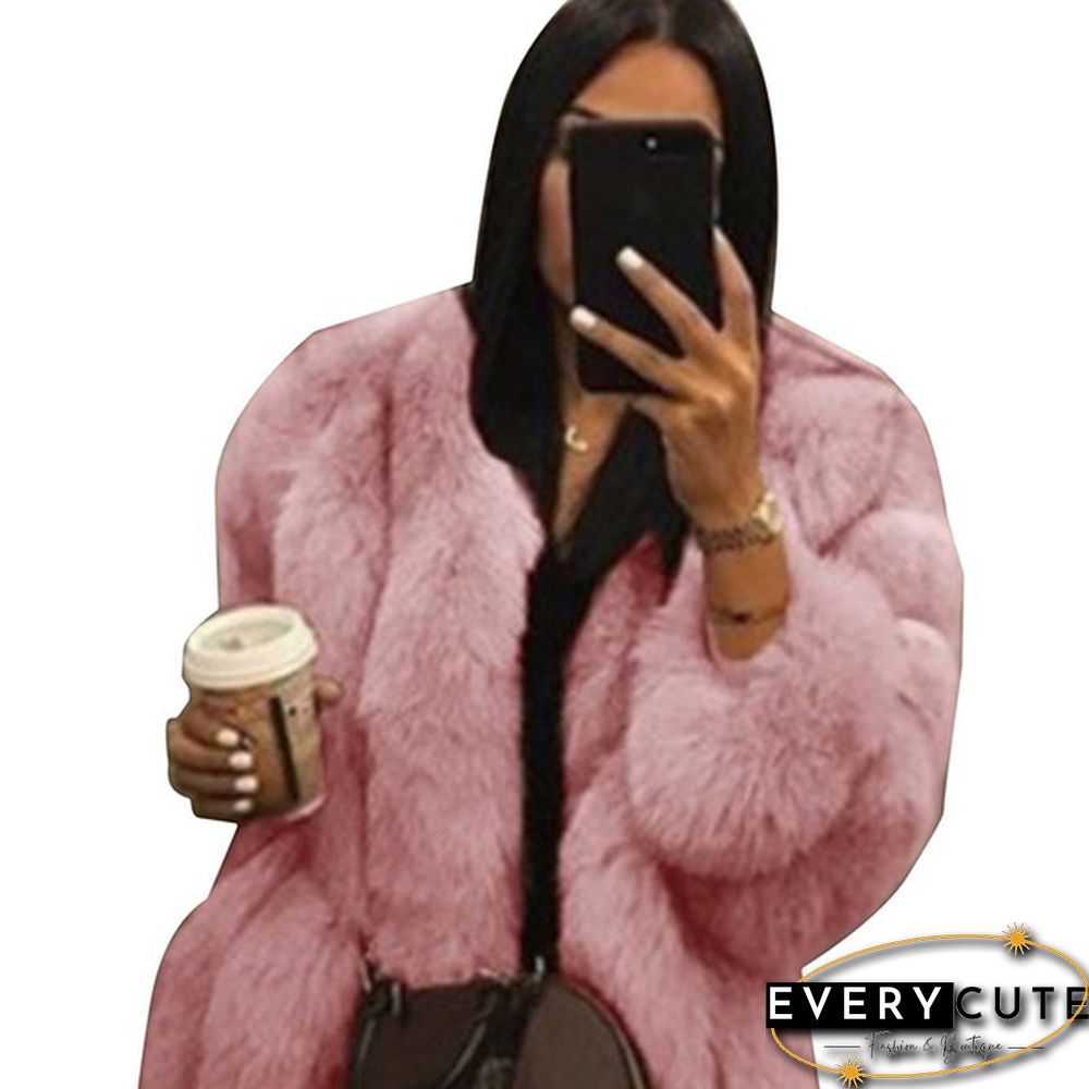 Womens Fall Winter Luxury Faux Fur Coat Elegant Furry Thick Warm Jacket Party Cardigan