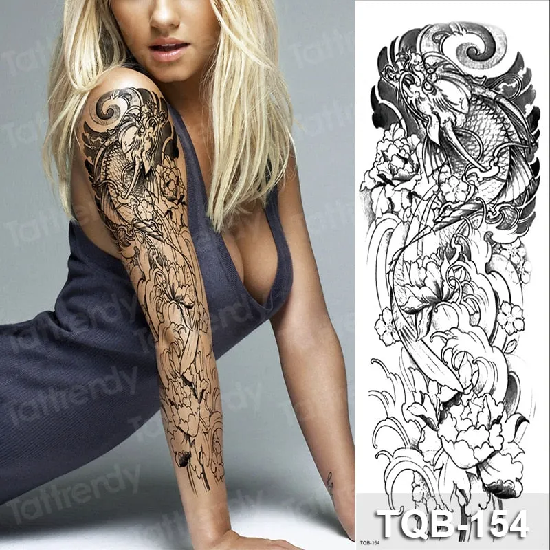 large temporary tattoos women thigh leg tattoo sleeve pattern waterproof tatoo sticker body art sexy tatoo fake water sheet