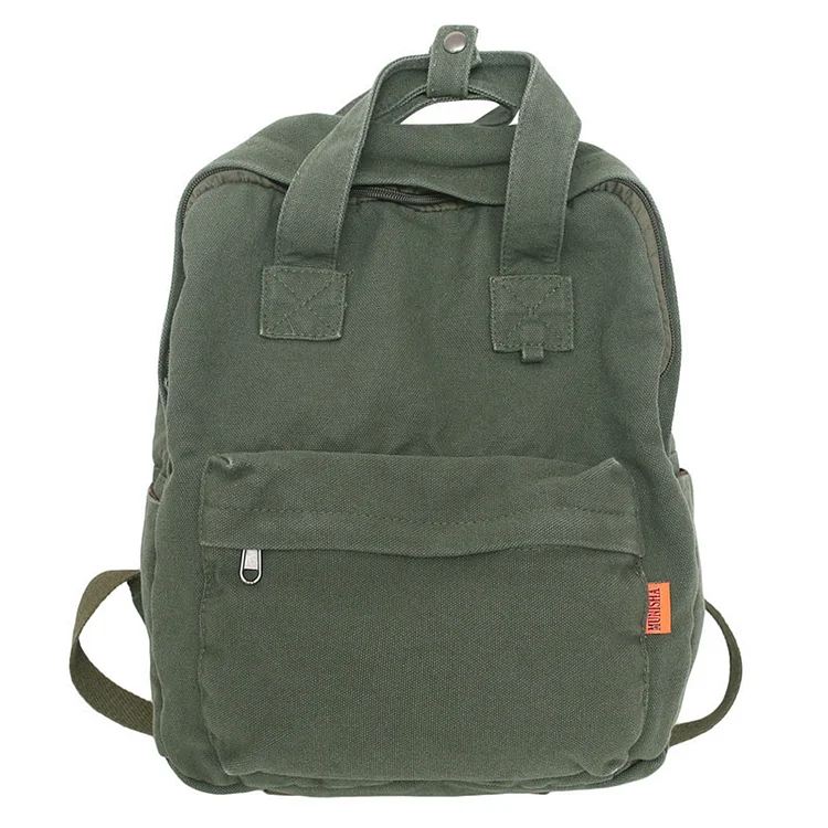 Canvas Casual Backpack Breathable Handbag Vintage for Laptop Book (Green)