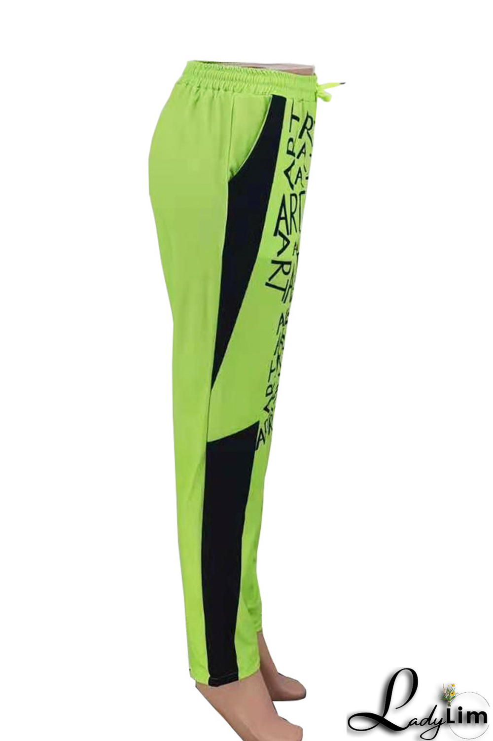 Green Casual Print Patchwork Harlan Mid Waist Harlan Full Print Bottoms