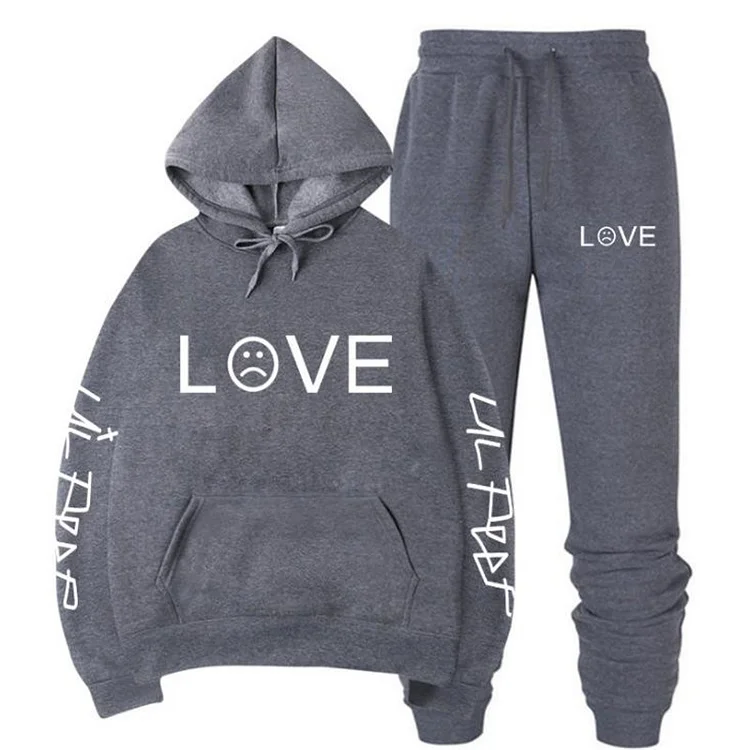 Love Letter Printed Hoodie Hip Hop Sweatshirt Pocket Pullover Suit at Hiphopee