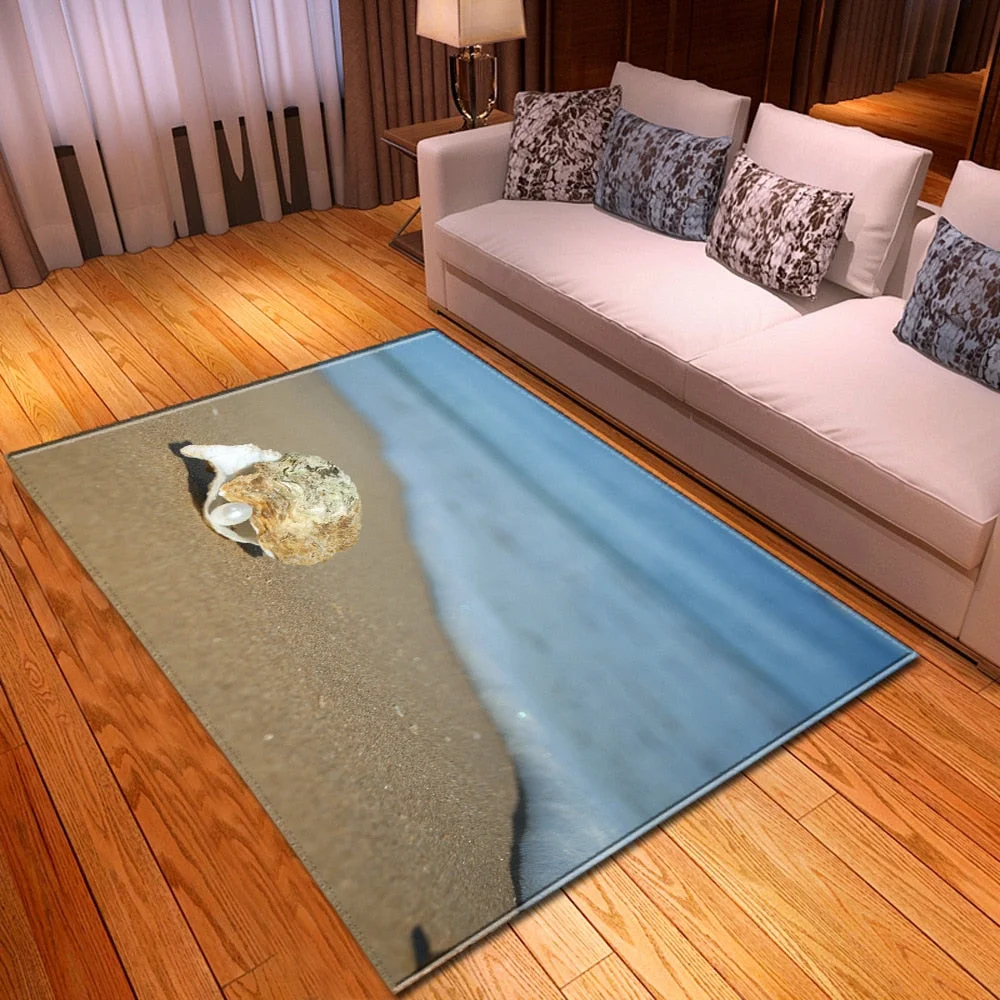Living Room Sofa Carpet Home Bedroom Children's Decor Floor Rugs Seaside Pattern Coffee Table Hallway Balcony Kids Bedside Mat