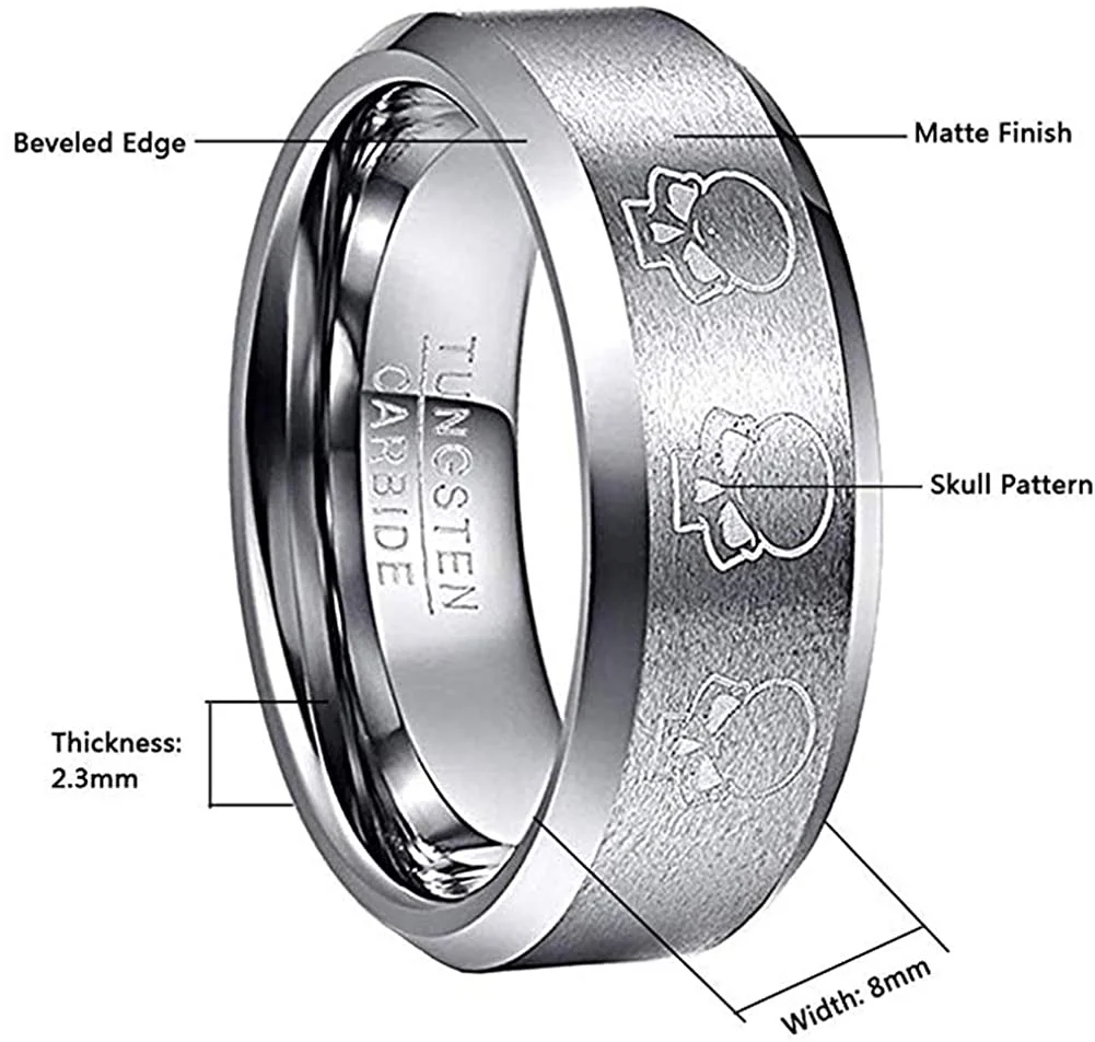 4MM 6MM 8MM 10MM Mens Women Silver Matte Finish Tungsten Carbide Rings High Polished Beveled Edge Carbon Fiber Couple Wedding