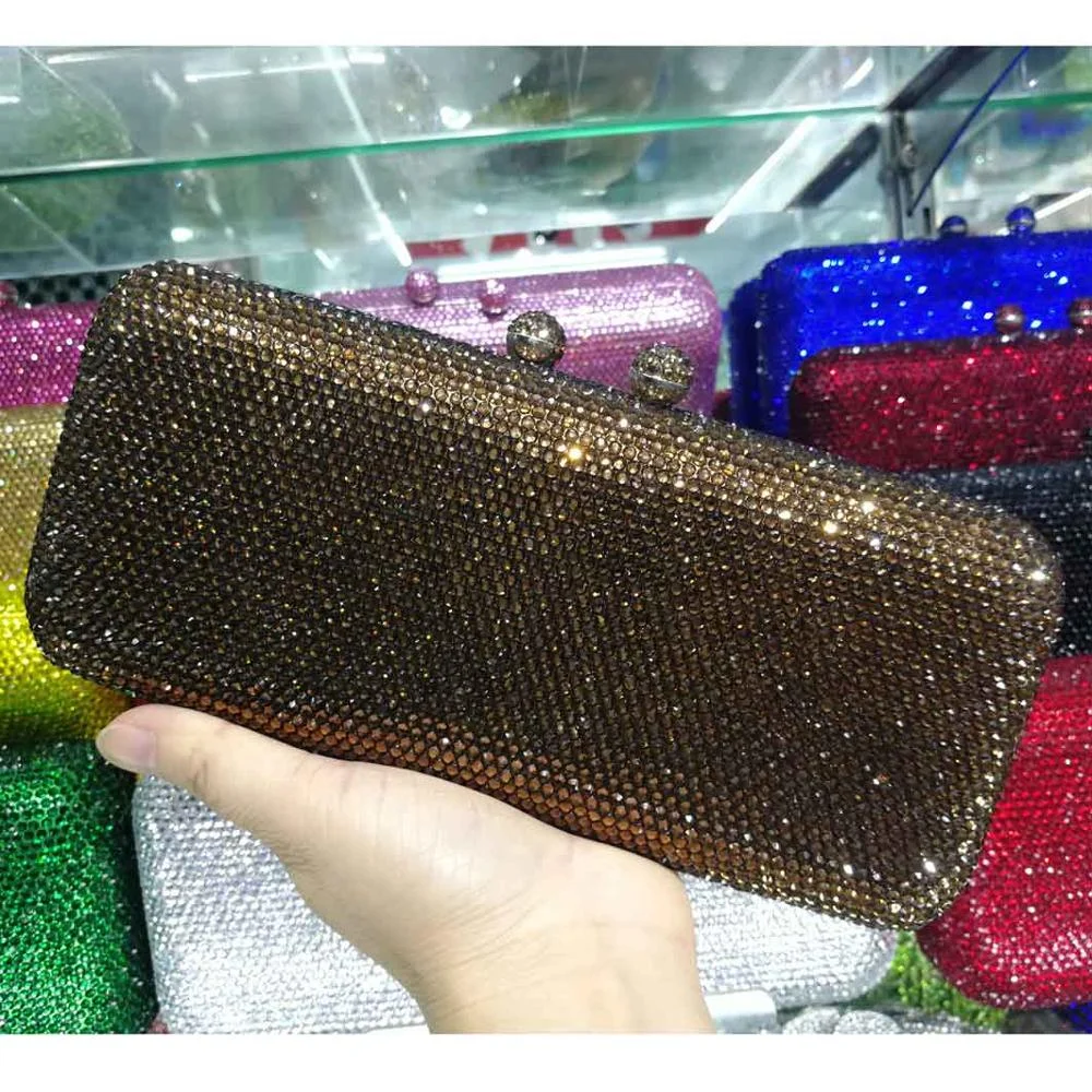 Wine Cheaper Crystal Rhinestones Women Evening Clutch Bag Bridal Wedding Clutches Party Dinner Prom Chain Shoulder Handbag Purse