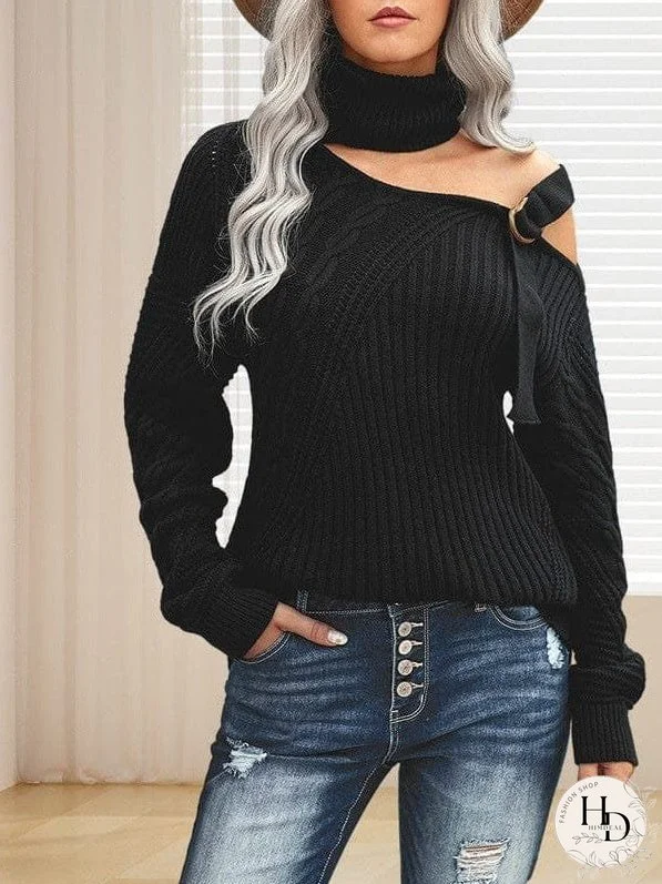 Unique Knit Sweater with Cutout Detail