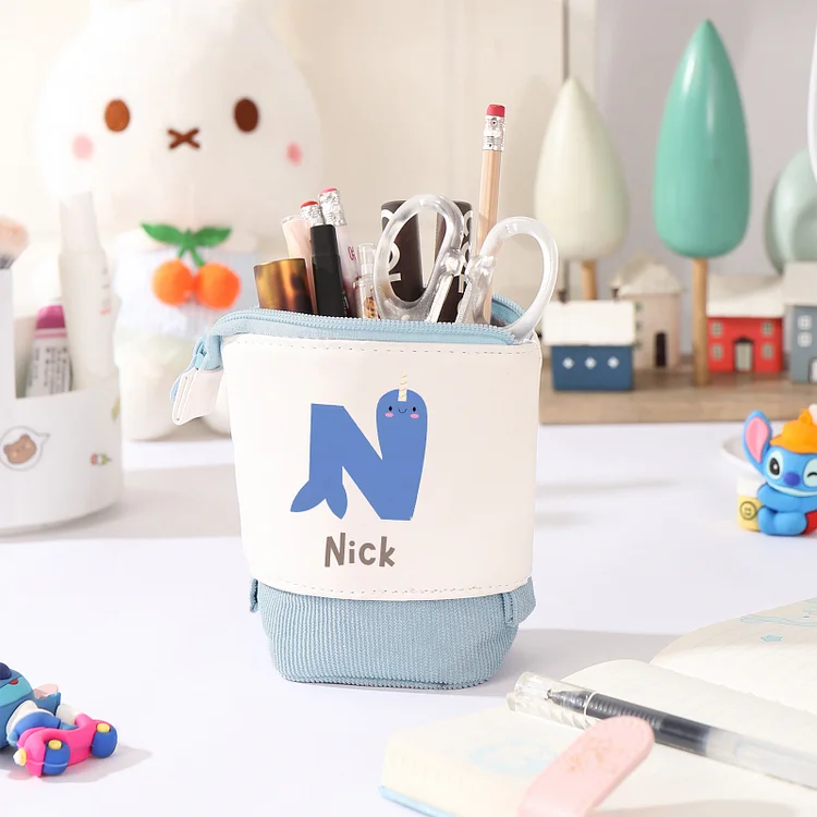 Personalized Pencil Case Custom Name & Letter Animals Pen Pouch Back To School Gift for Kids