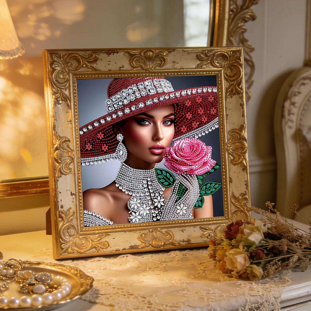 Diamond Painting - Partial Special Shaped Drill - Lady(Canvas|30x30cm)