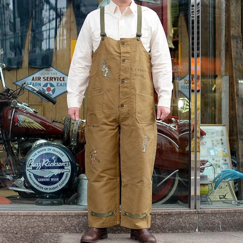 Vintage Hand Painted Jungle Cloth Deck Overalls