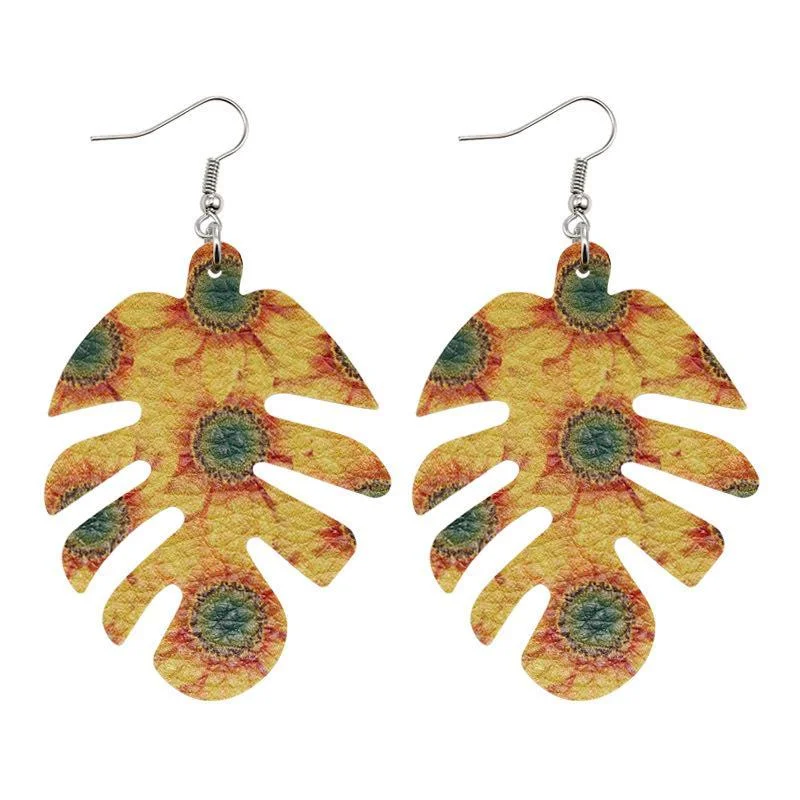 BOHO Leaf Pattern Sunflower Earrings