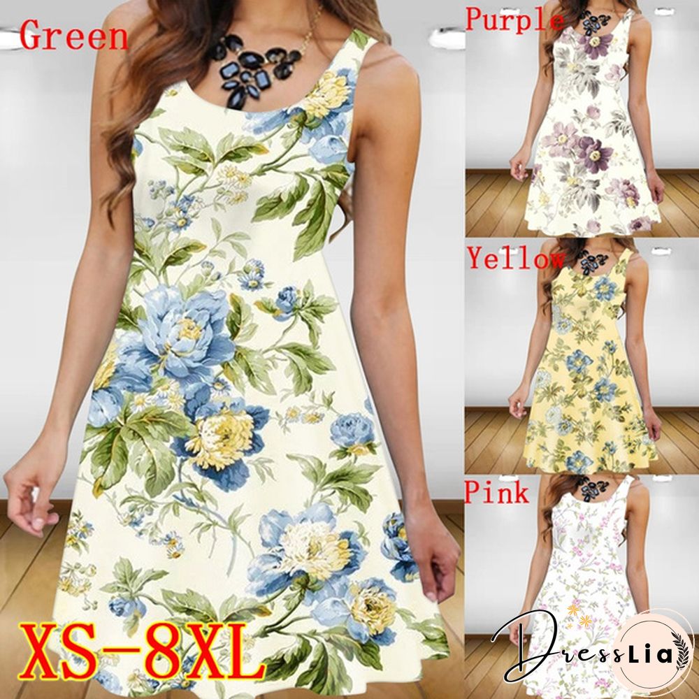 Summer Dress Sleeveless Women Printing Dresses Casual Dress