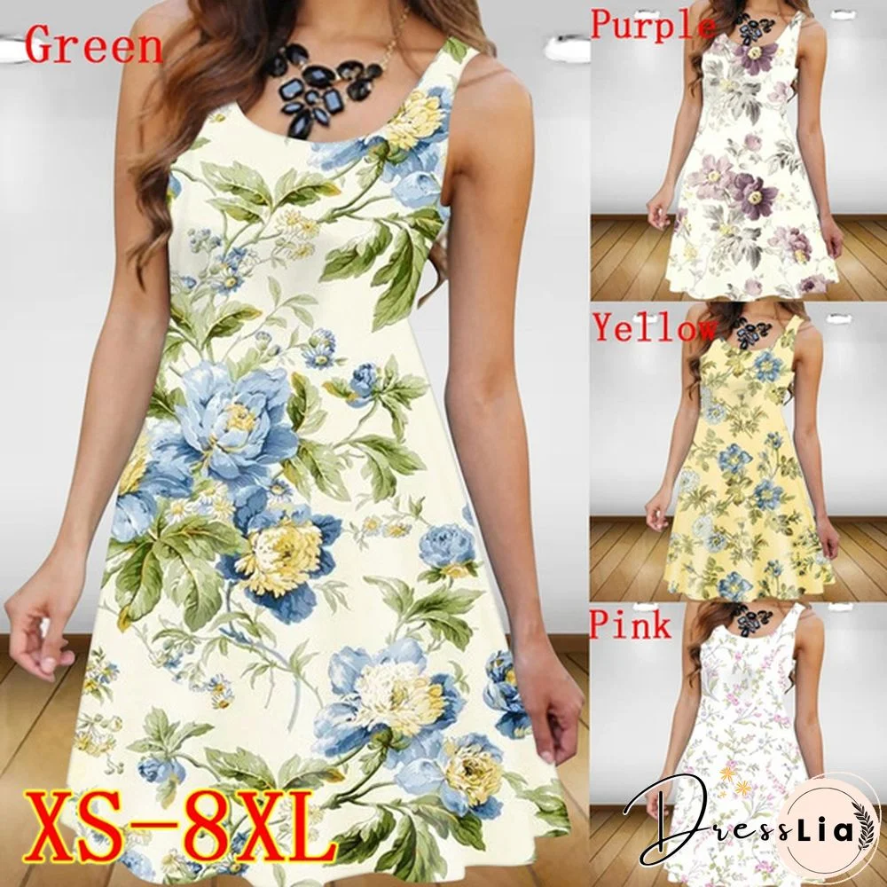 Summer Dress Sleeveless Women Printing Dresses Casual Dress