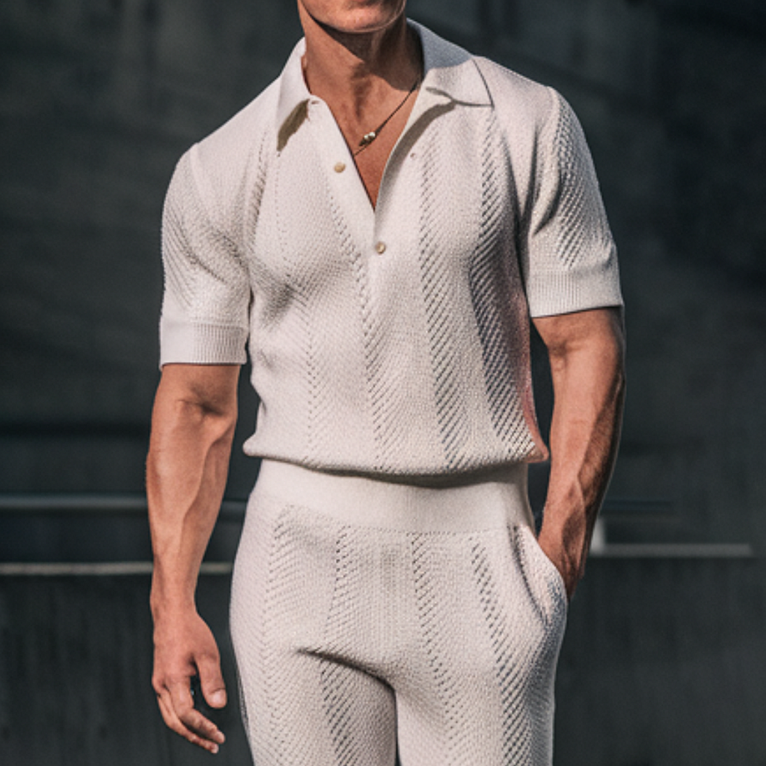 Men's Polo Collar Knitted Suit-inspireuse