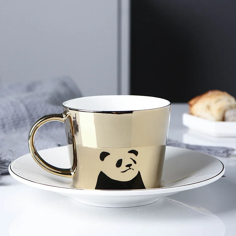 Animal Mirror Cup,Aesthetic Coffee Cup With Plate,Magic Cup - Appledas