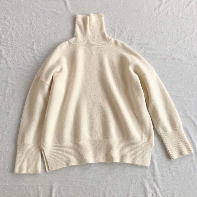 Pure Color Casual Turtleneck Sweater - Modakawa Modakawa