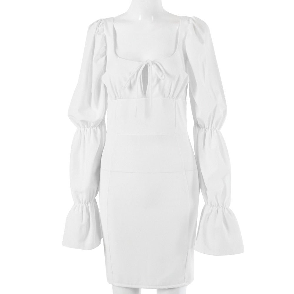 Yimunancy Long Sleeve Bodycon Dress Women Puff Sleeve Party Dress 2020 Ladies Autumn Mini Dress Robes