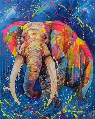 

Splatter Elephant – Paint By Numbers - 40*50CM, 501 Original
