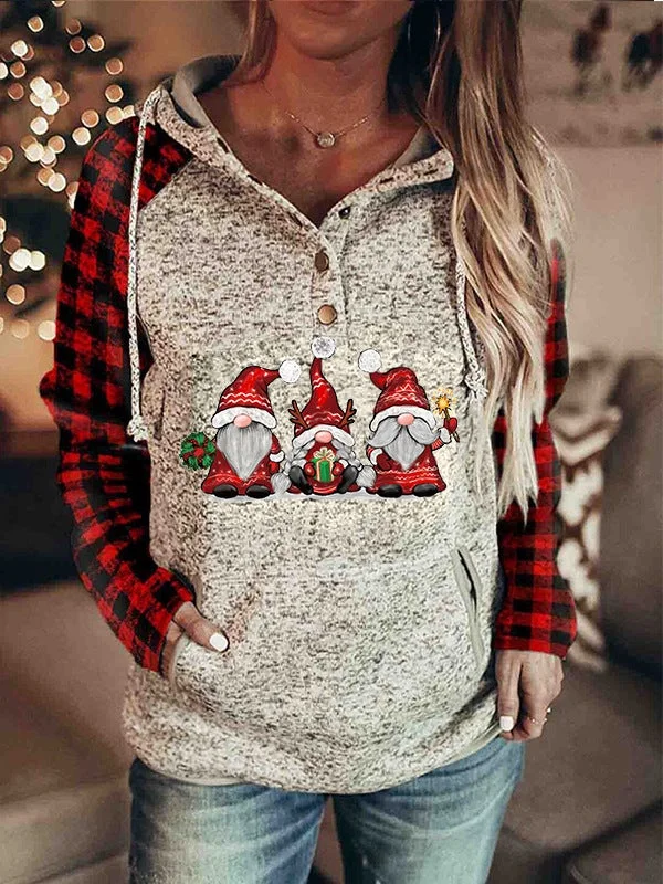 Red Plaid Women's Hoodie Christmas Print