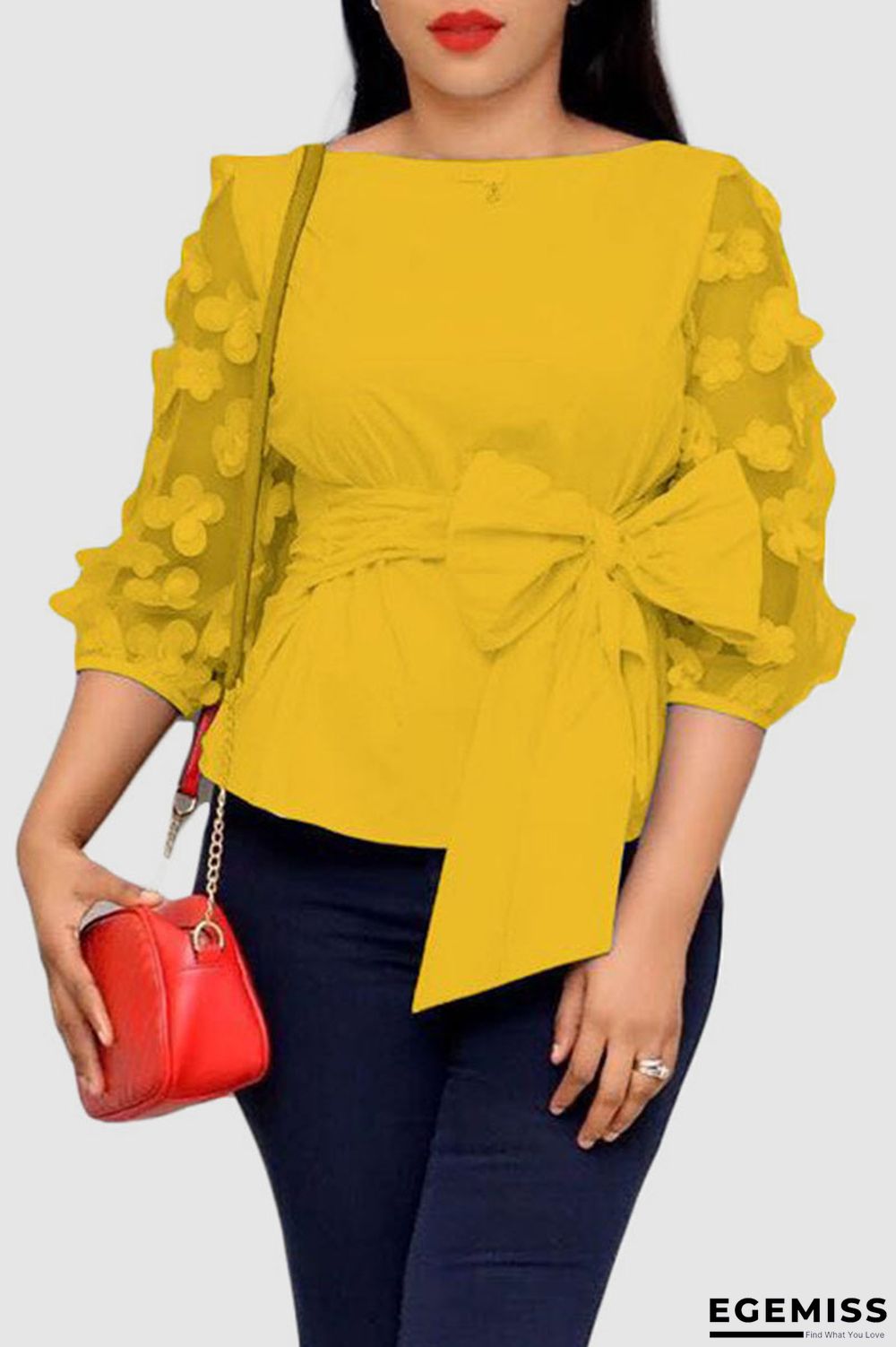 Yellow Fashion Sexy Stitching Shirt Top | EGEMISS