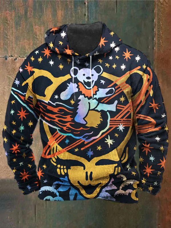 Unisex Skull Bear Print Heavyweight Hoodies