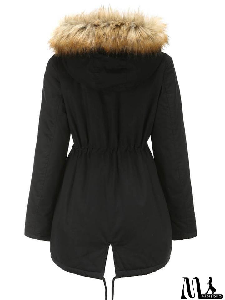 MidiSono - Women's Casual Hooded Thermal Cotton Coats