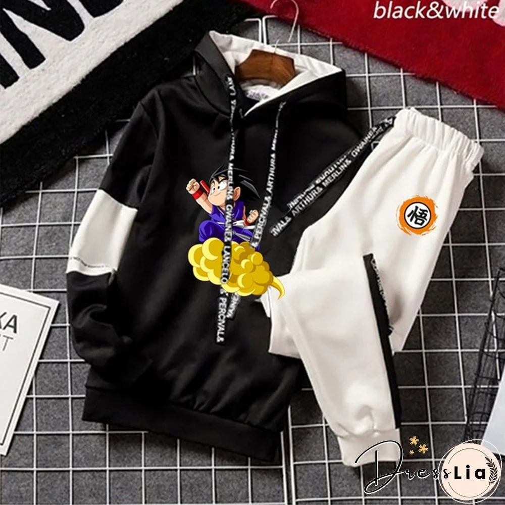 Anime Goku Hoody Tracksuit Jogging Hoodie Sweatpants Set Pullover Sweat Pants Suit Sportwear Outdoor Two Piece Outfits