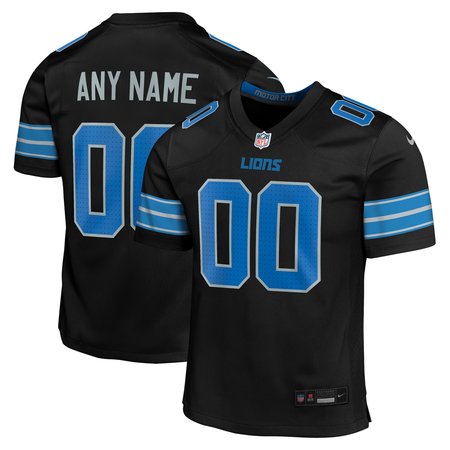 Youth Detroit Lions   Black Alternate Custom Game Jersey