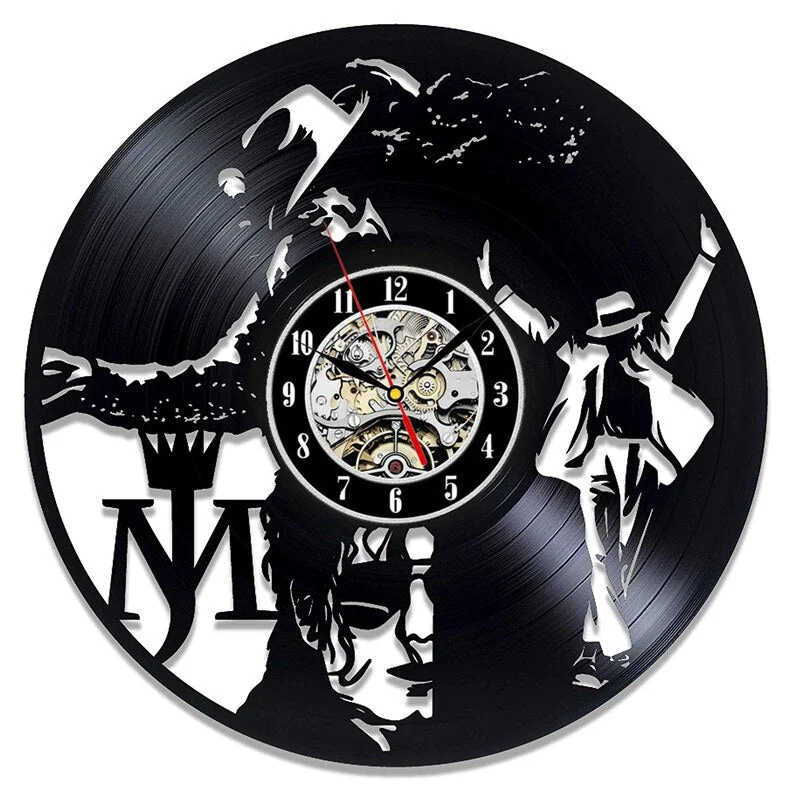 Vintage Vinyl Record Wall Clock Modern Design Music King Michael Jackson Vinyl Clocks Wall Watch Home Decor Gifts for Fan