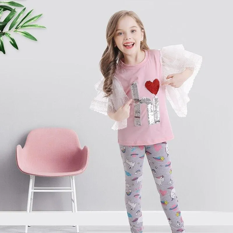 NNJXD Girls Clothing Set For Casual 2 Pcs Tops and Leggings for Girls 3-8T Cotton Casual Wear Children Clothing Kids Outfits