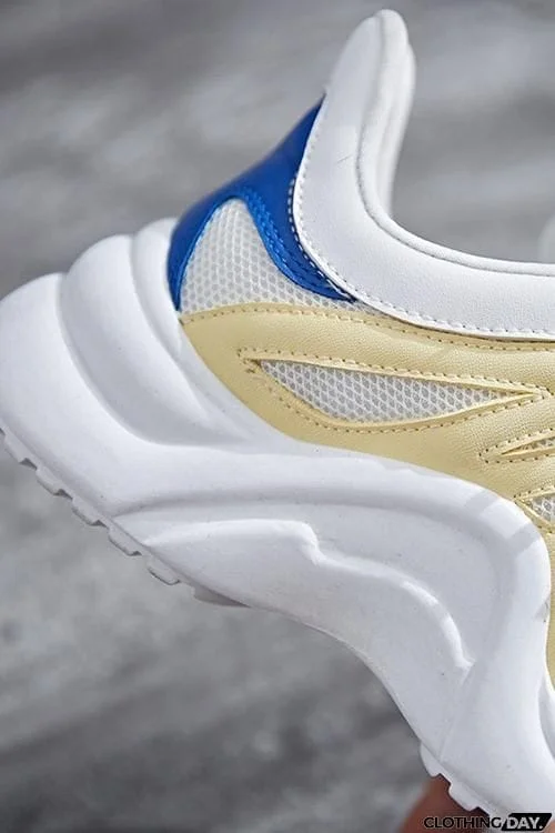 Chunky Mesh Two Tone Lace Up Sneakers