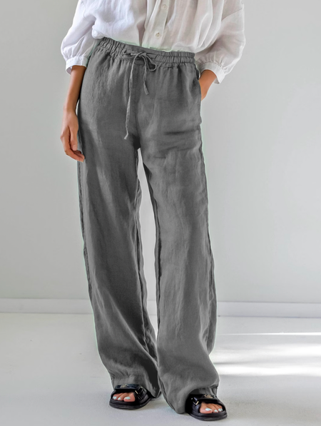 Plain Cotton Casual Loose Linen Style Pants socialshop