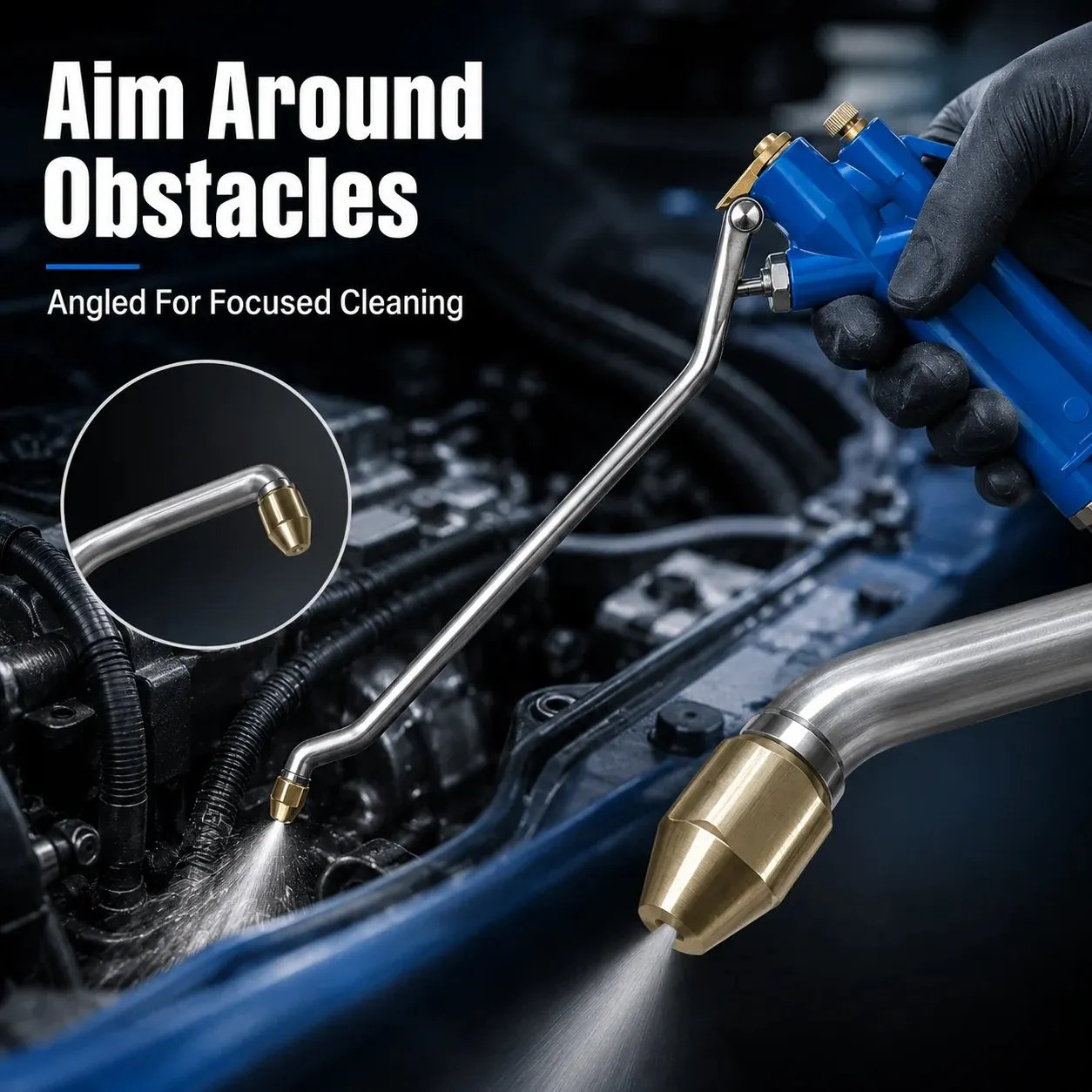 Hand turning brass adjustment knob and pulling trigger close up