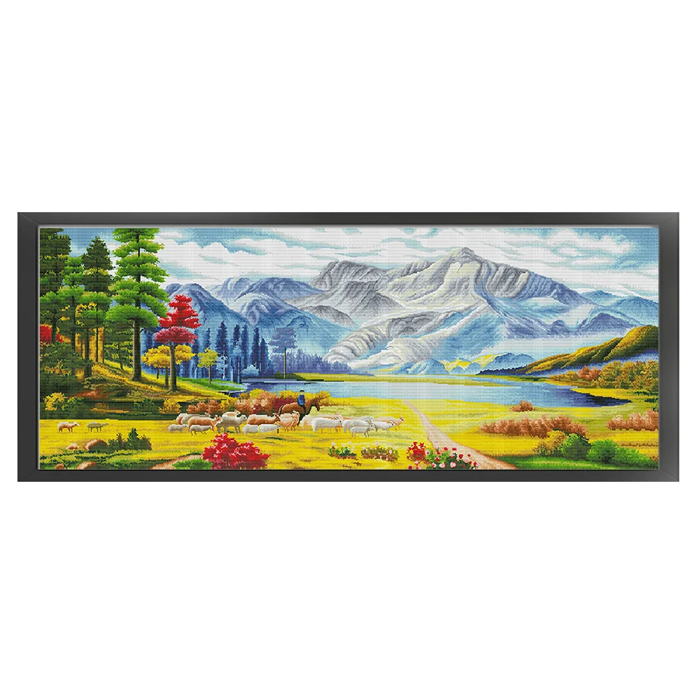 11CT Full Stamped Cross Stitch - Shepherd(Canvas|195*82CM)