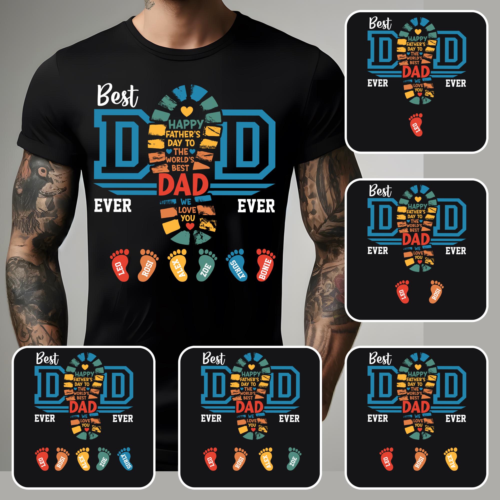 Loveyoufancy Personalized Father and Childs Footprints T-shirt