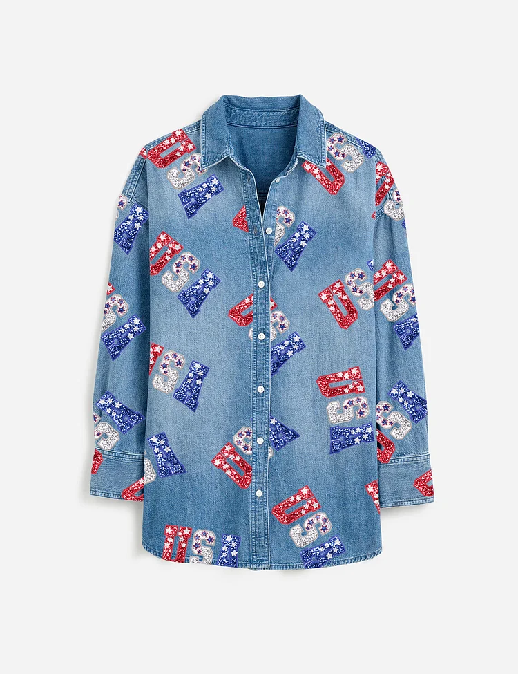 USA Printed Denim Shirt