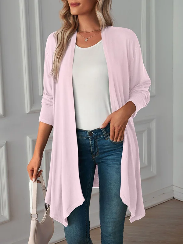 Solid Color Loose Long Sleeves Statement Collar Outerwear