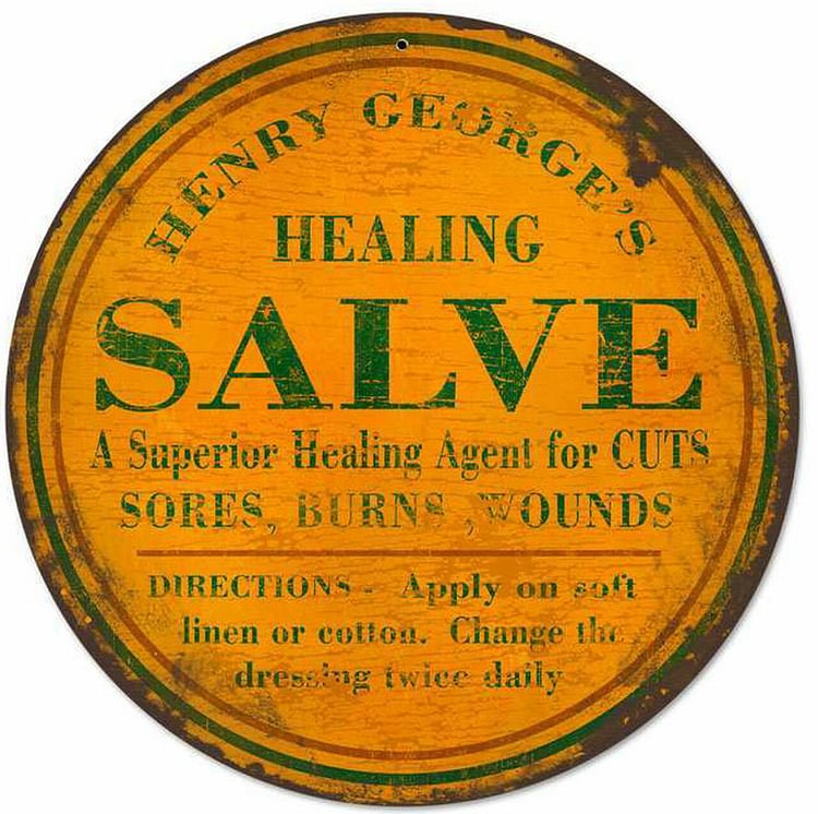 30*30cm - Healing Salve - Round Tin Signs/Wooden Signs