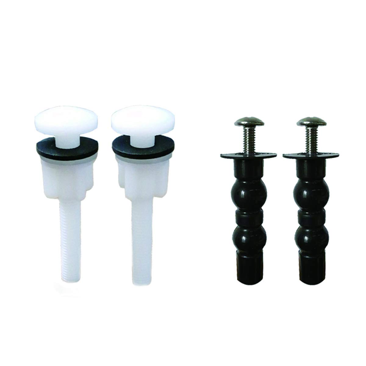 Toilet Seat Hinge Bolts and Nuts with Washers 2 Types - Plastic