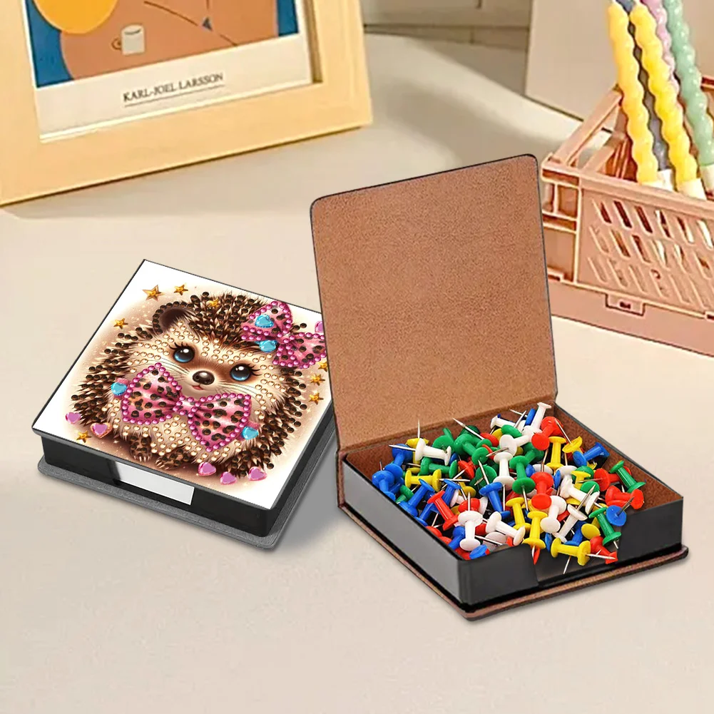 PU 5D Diamond Painting Kit Note Box DIY Diamond Art Notepad Box (Hedgehog)