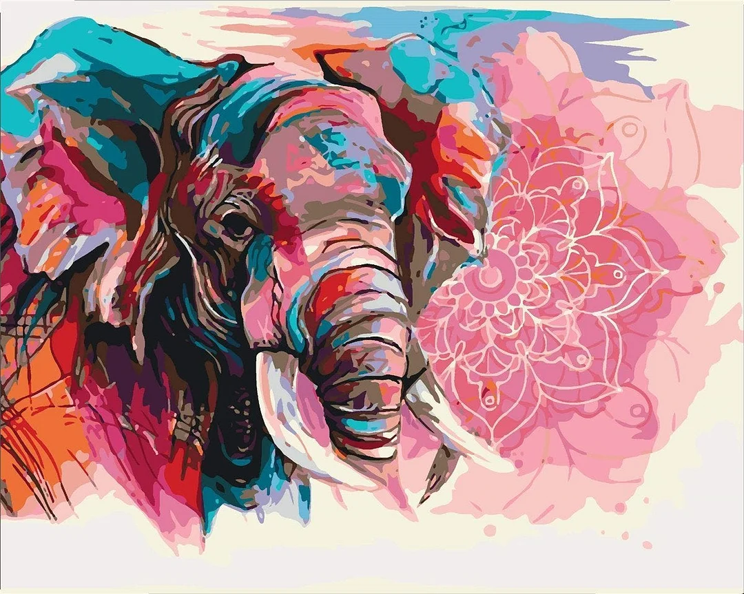 Animal Elephant Paint By Numbers Kits UK For Adult HQD1278
