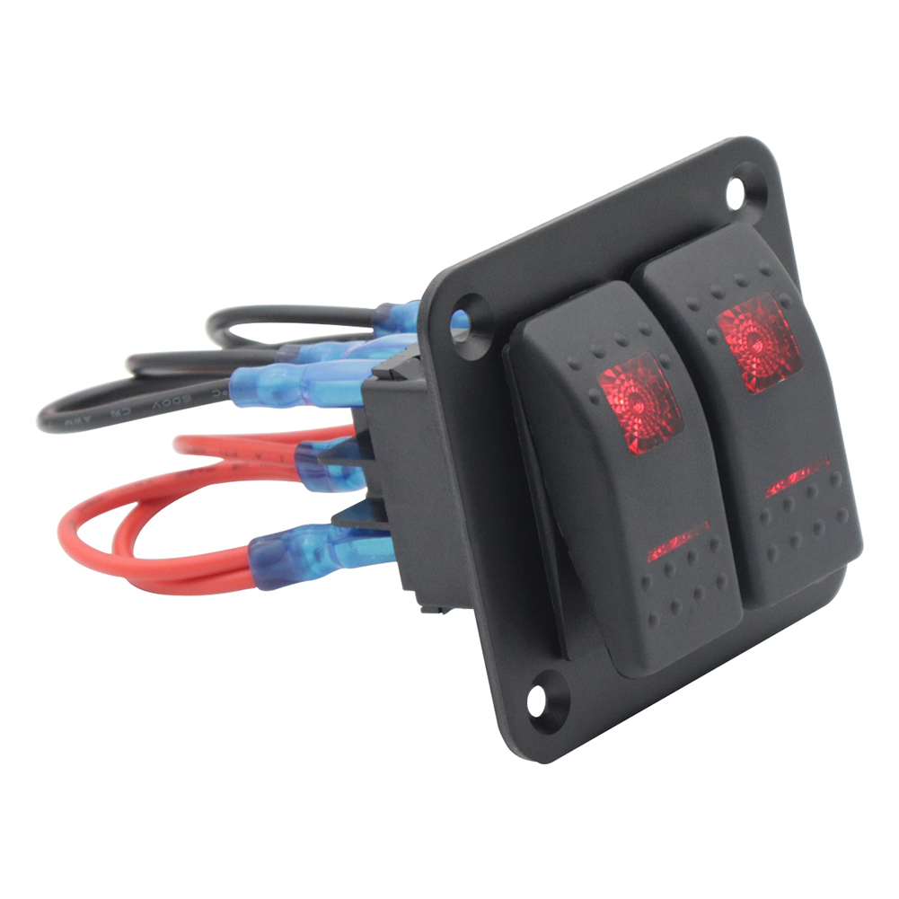 

Marine Boat Switch Panel 2 Gang Dual LED Truck Car RV Waterproof 5P Switch, 501 Original